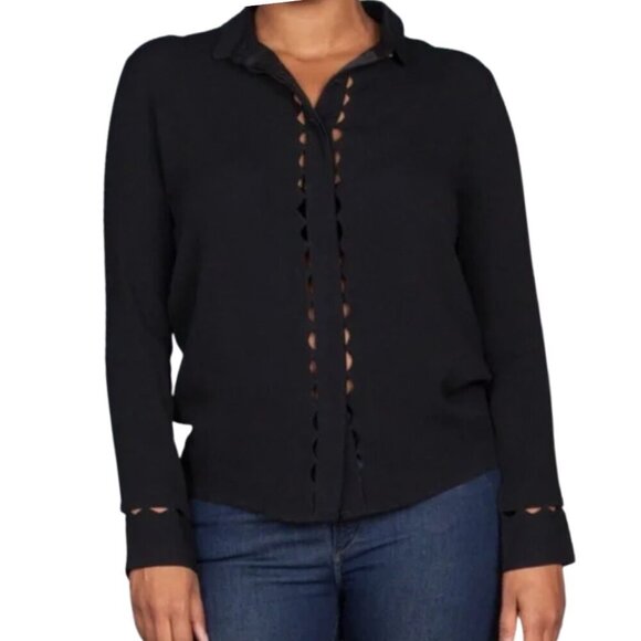 Tops - NWOT Sessun Arturo Cutout Detail Button Down Blouse in Black Sz. M